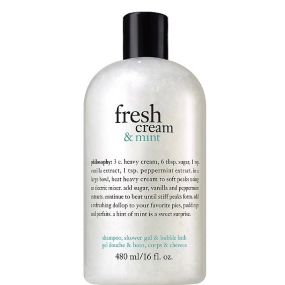 Philosophy Fresh Cream & Mint 3-in-1 Shampoo Shower Gel & Bubble Bath 16oz NEW
